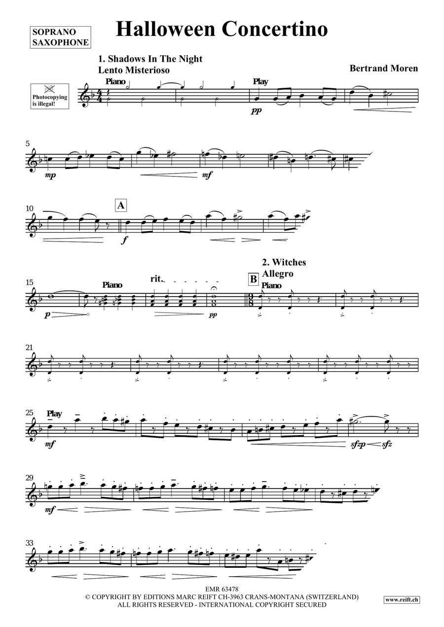 Halloween Concertino by Bertrand Moren Soprano Saxophone - Sheet Music page 4