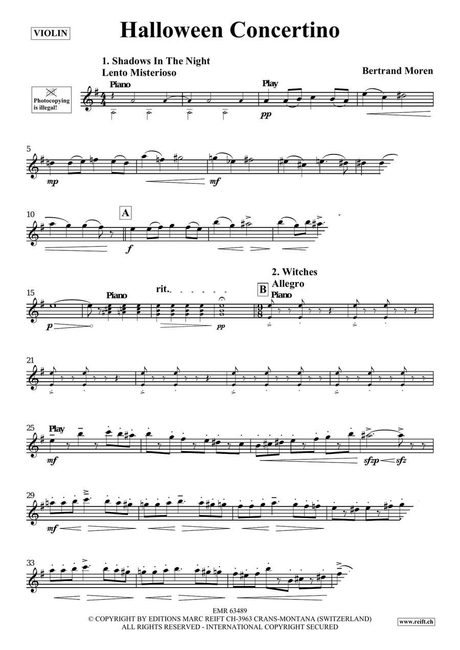 Halloween Concertino by Bertrand Moren Violin Solo - Sheet Music page 4