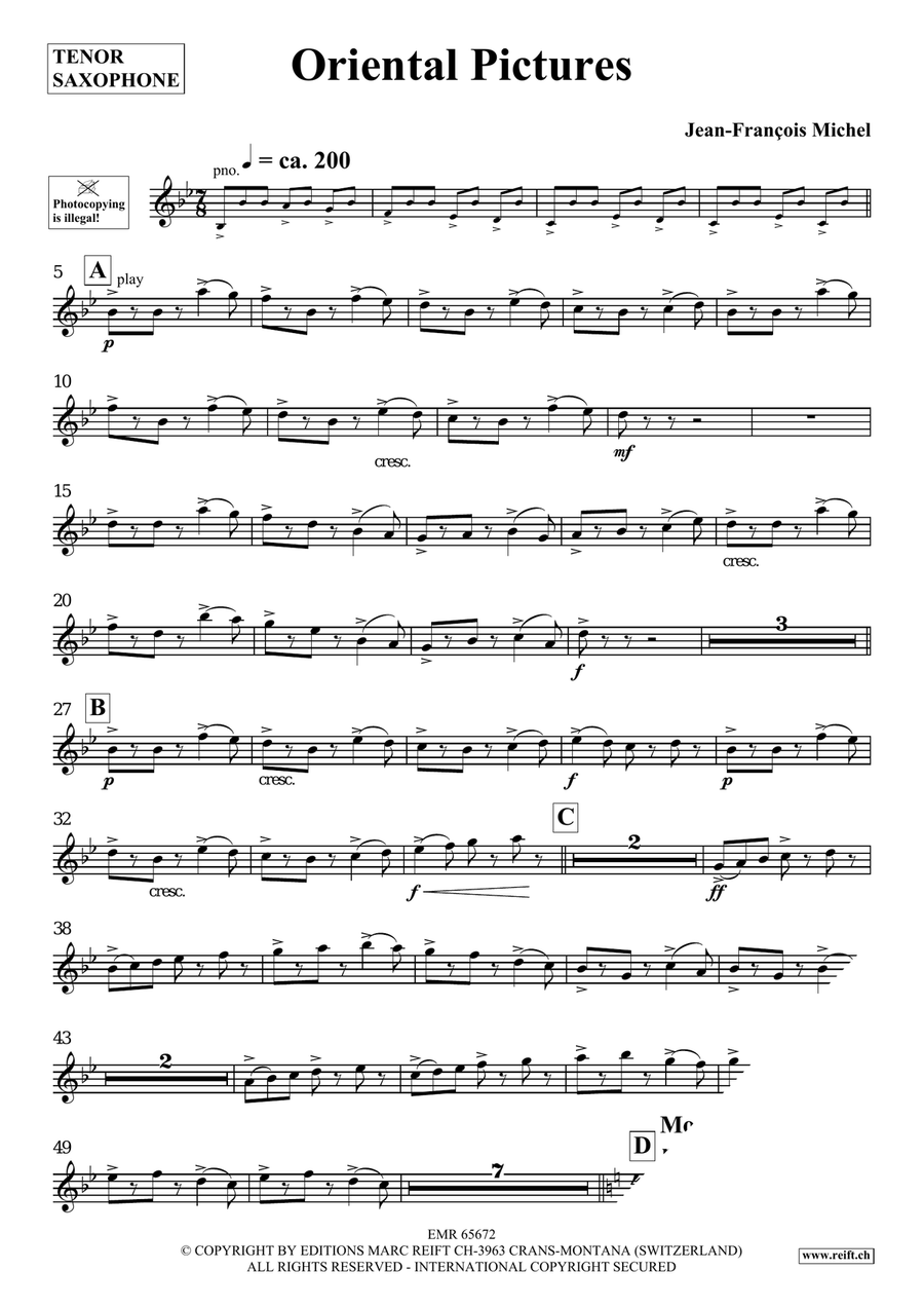Oriental Pictures Oriental Pictures Tenor Saxophone scores gallery preview page 4