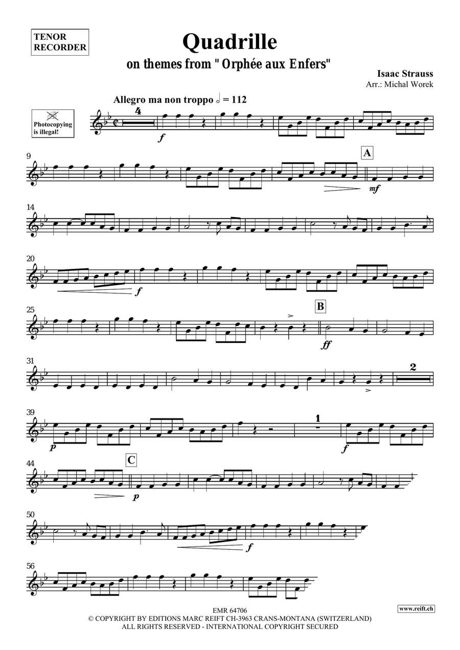 Quadrille Quadrille Tenor Recorder scores gallery preview page 3