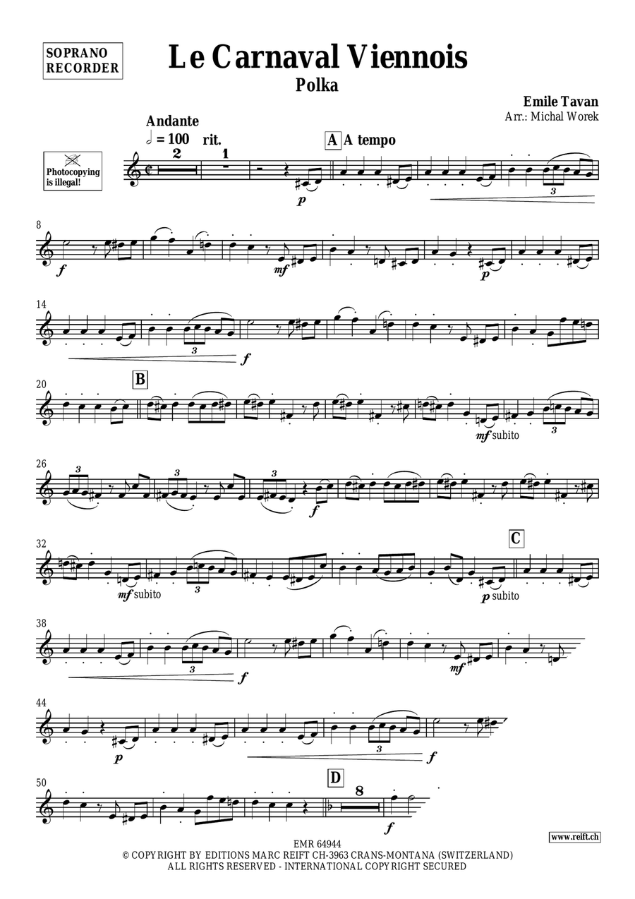Le Carnaval Viennois Le Carnaval Viennois Soprano Recorder scores gallery preview page 3