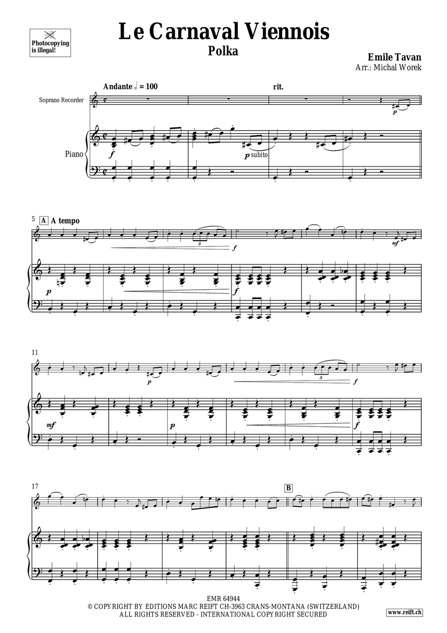 Le Carnaval Viennois Le Carnaval Viennois Soprano Recorder scores gallery preview page 4