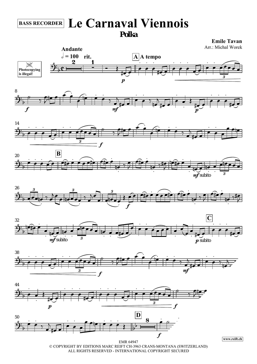Le Carnaval Viennois Le Carnaval Viennois Bass Recorder scores gallery preview page 3
