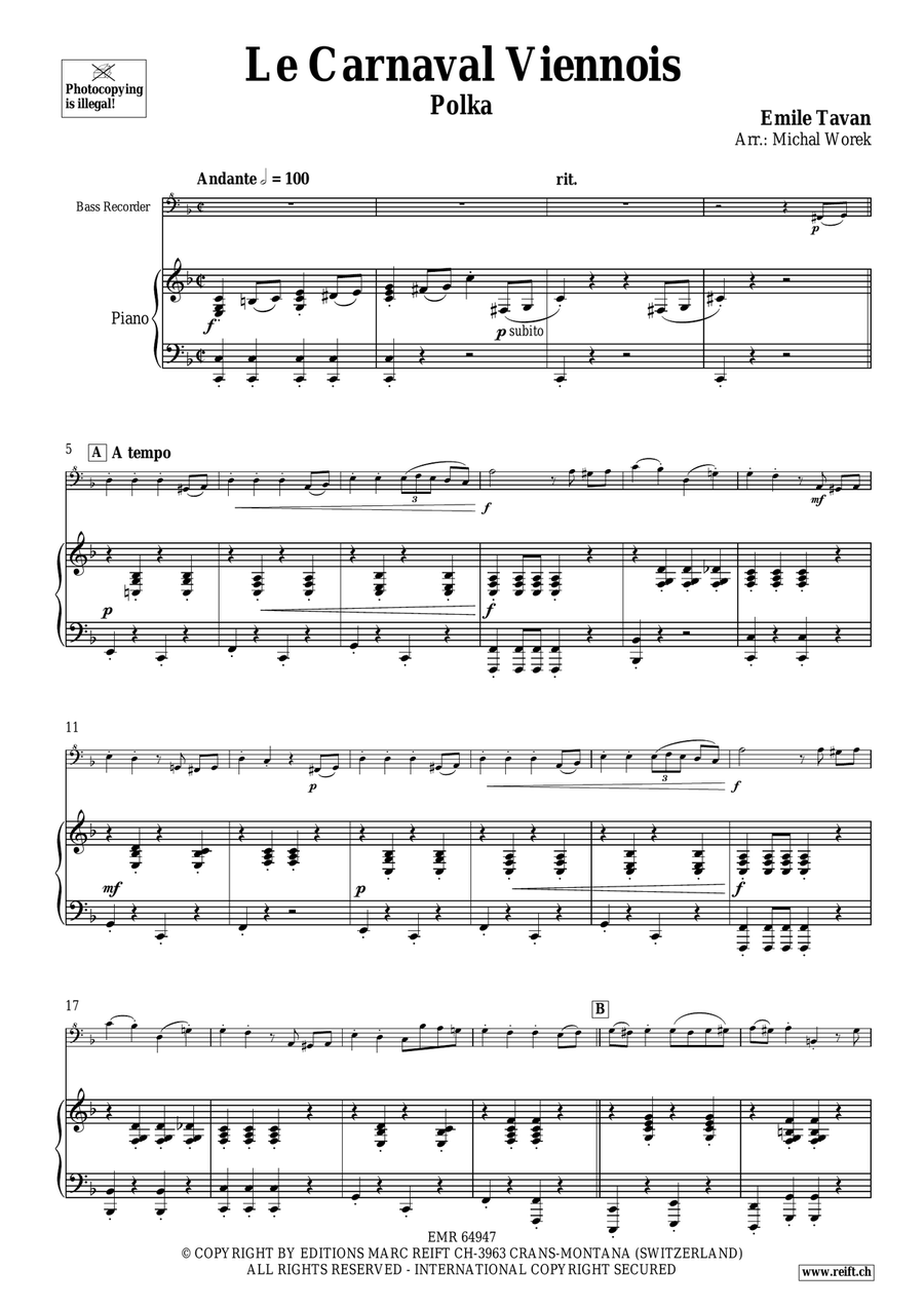 Le Carnaval Viennois Le Carnaval Viennois Bass Recorder scores gallery preview page 4