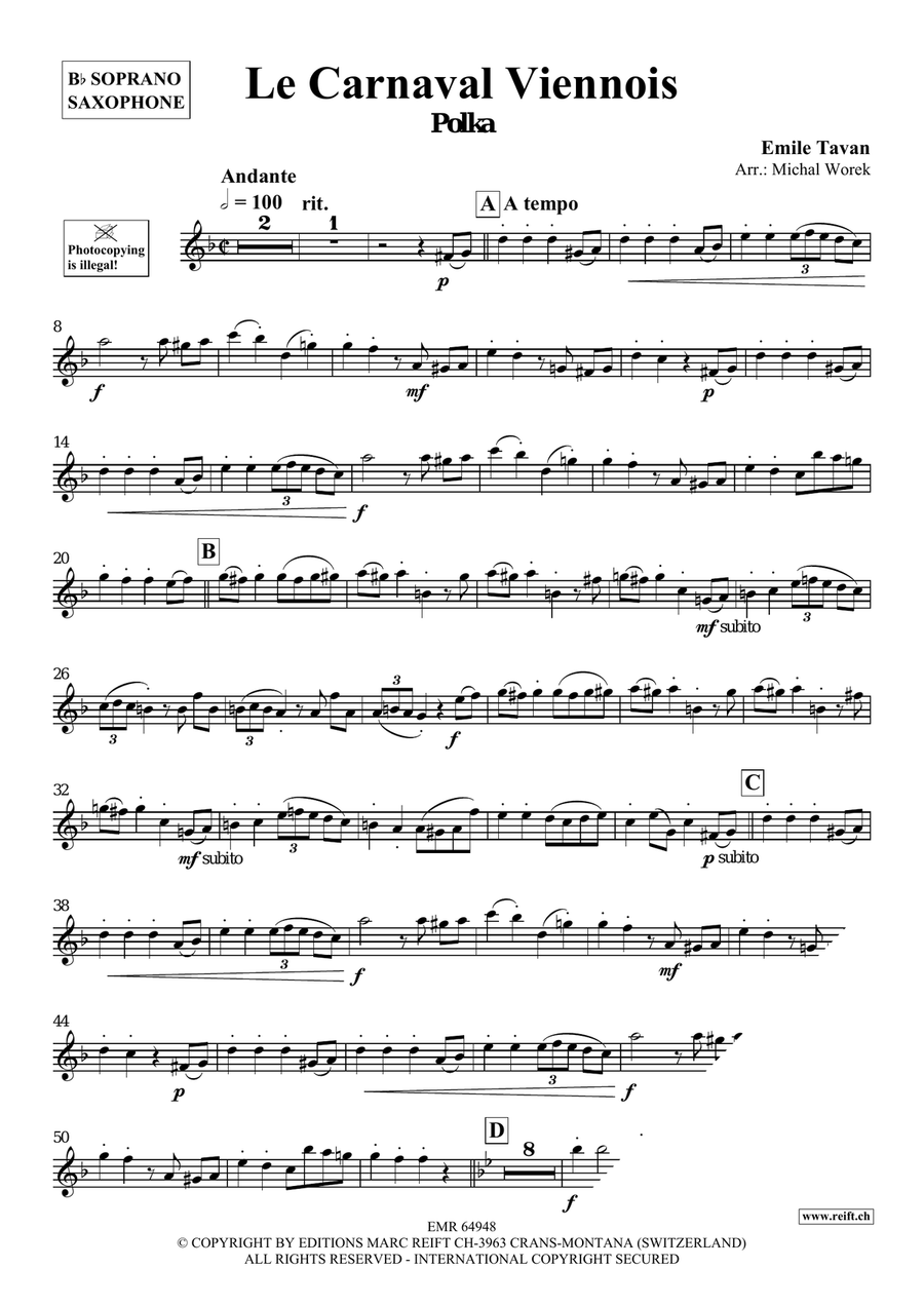 Le Carnaval Viennois Le Carnaval Viennois Soprano Saxophone scores gallery preview page 3