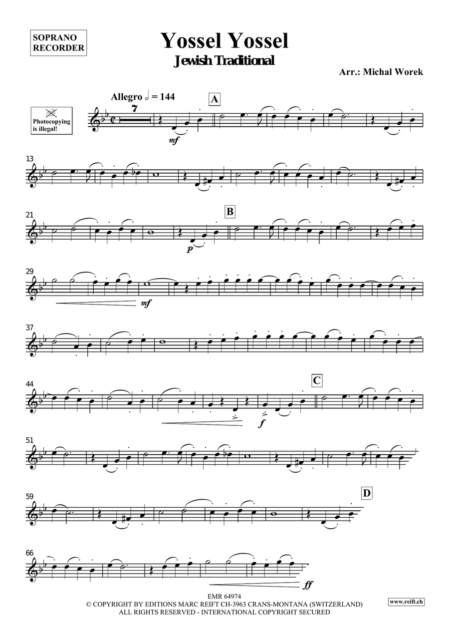 Yossel Yossel Yossel Yossel Soprano Recorder scores gallery preview page 3