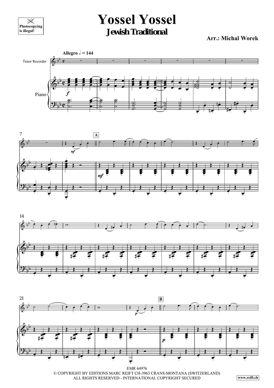 Yossel Yossel Tenor Recorder scores gallery preview page 4