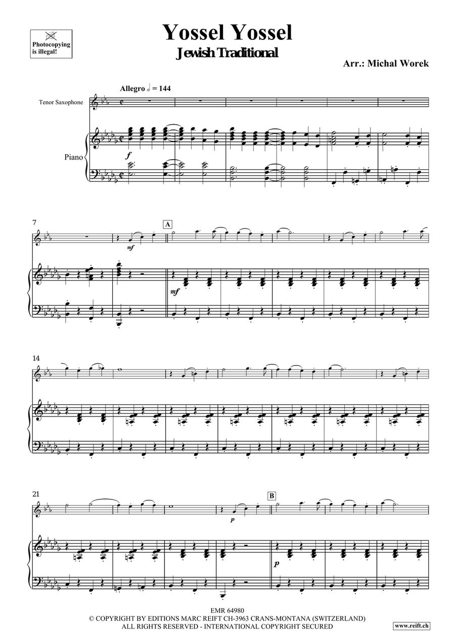 Yossel Yossel Yossel Yossel Tenor Saxophone scores gallery preview page 4