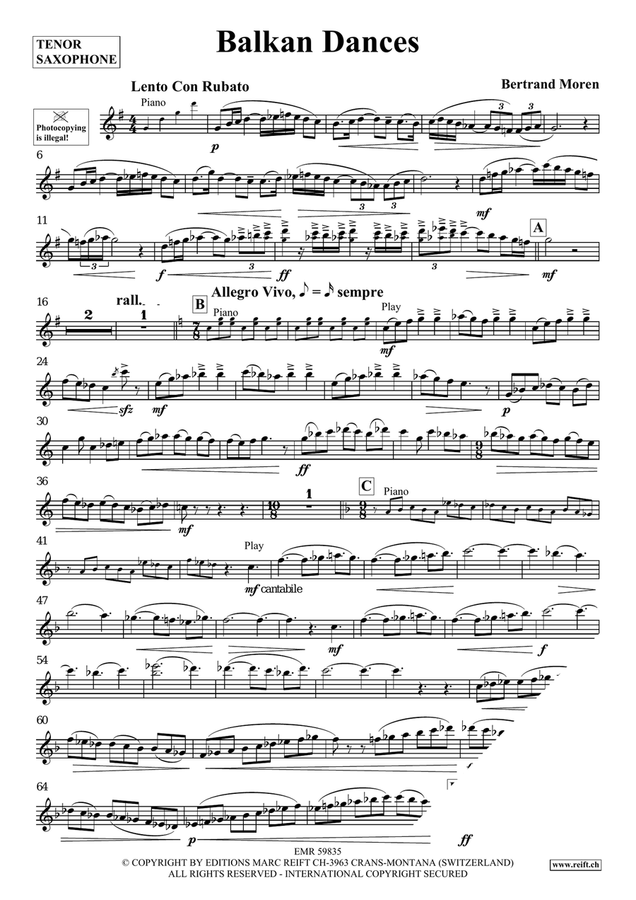 Balkan Dances Balkan Dances Tenor Saxophone scores gallery preview page 4