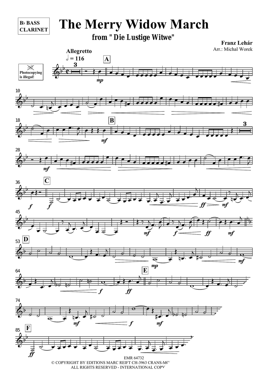 The Merry Widow March The Merry Widow March Bass Clarinet scores gallery preview page 3