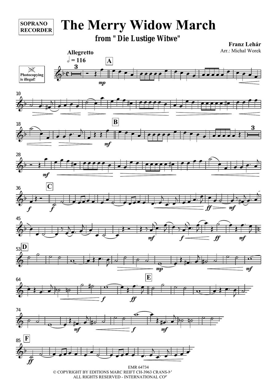 The Merry Widow March The Merry Widow March Soprano Recorder scores gallery preview page 3
