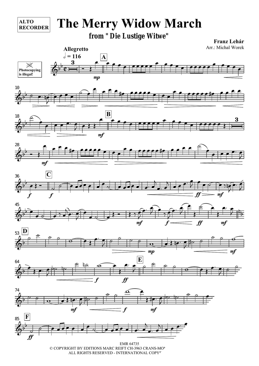 The Merry Widow March The Merry Widow March Alto Recorder scores gallery preview page 3