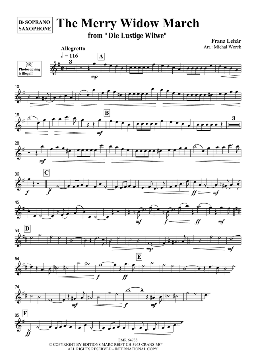 The Merry Widow March The Merry Widow March Soprano Saxophone scores gallery preview page 3
