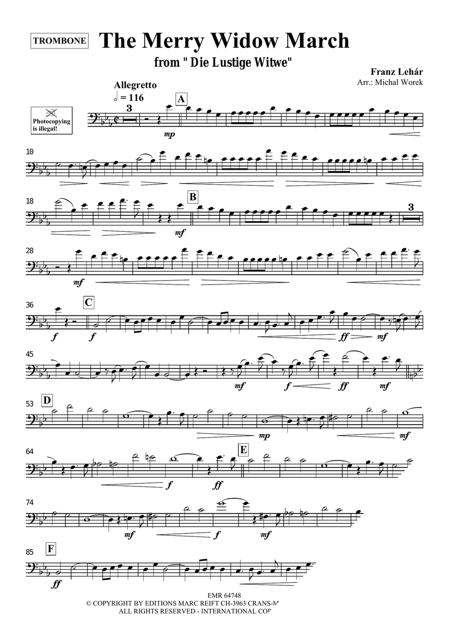 The Merry Widow March by Franz Lehar Piano Accompaniment - Sheet Music page 3