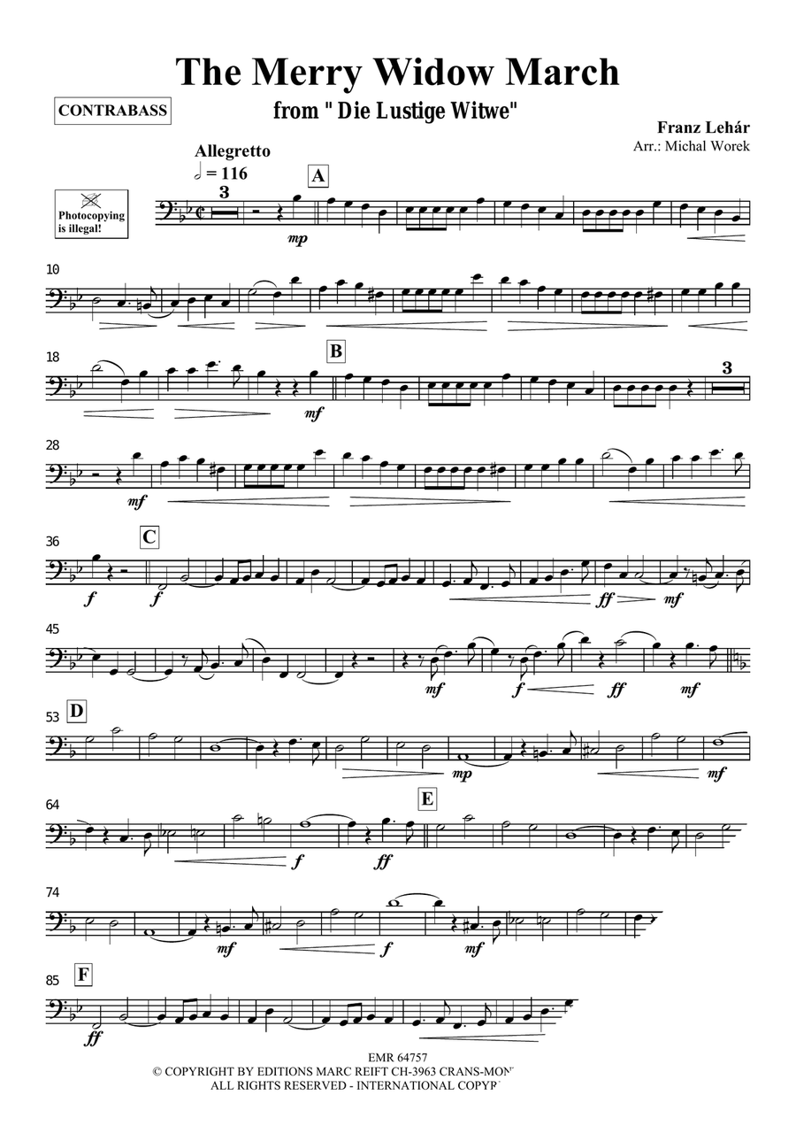 The Merry Widow March The Merry Widow March Double Bass scores gallery preview page 3