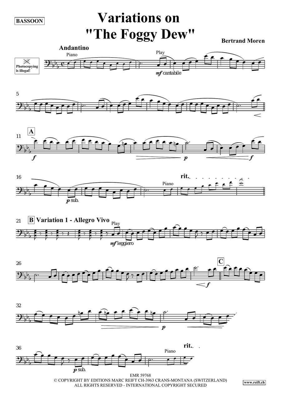 Variations on The Foggy Dew Bassoon Solo scores gallery preview page 4