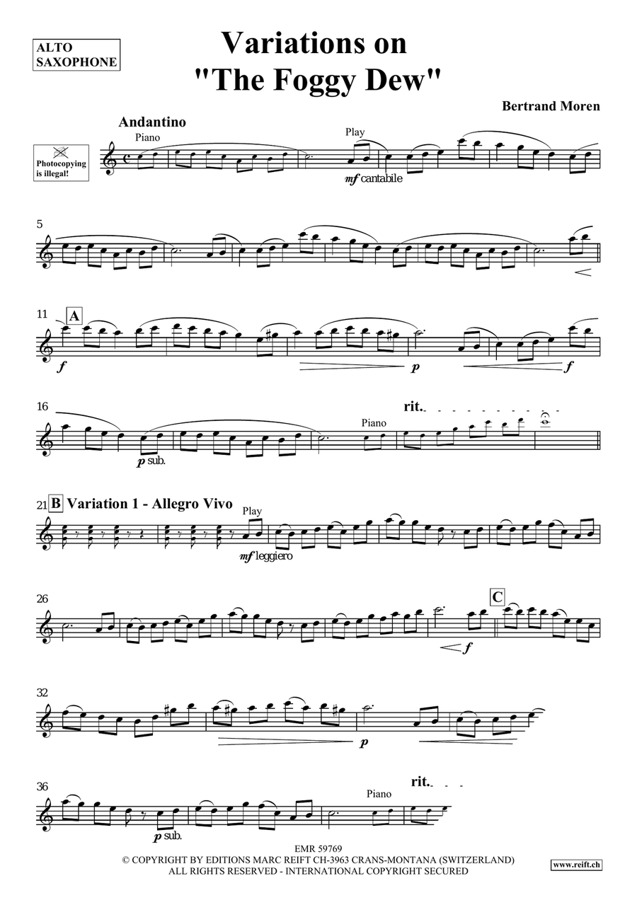 Variations on The Foggy Dew Alto Saxophone scores gallery preview page 4