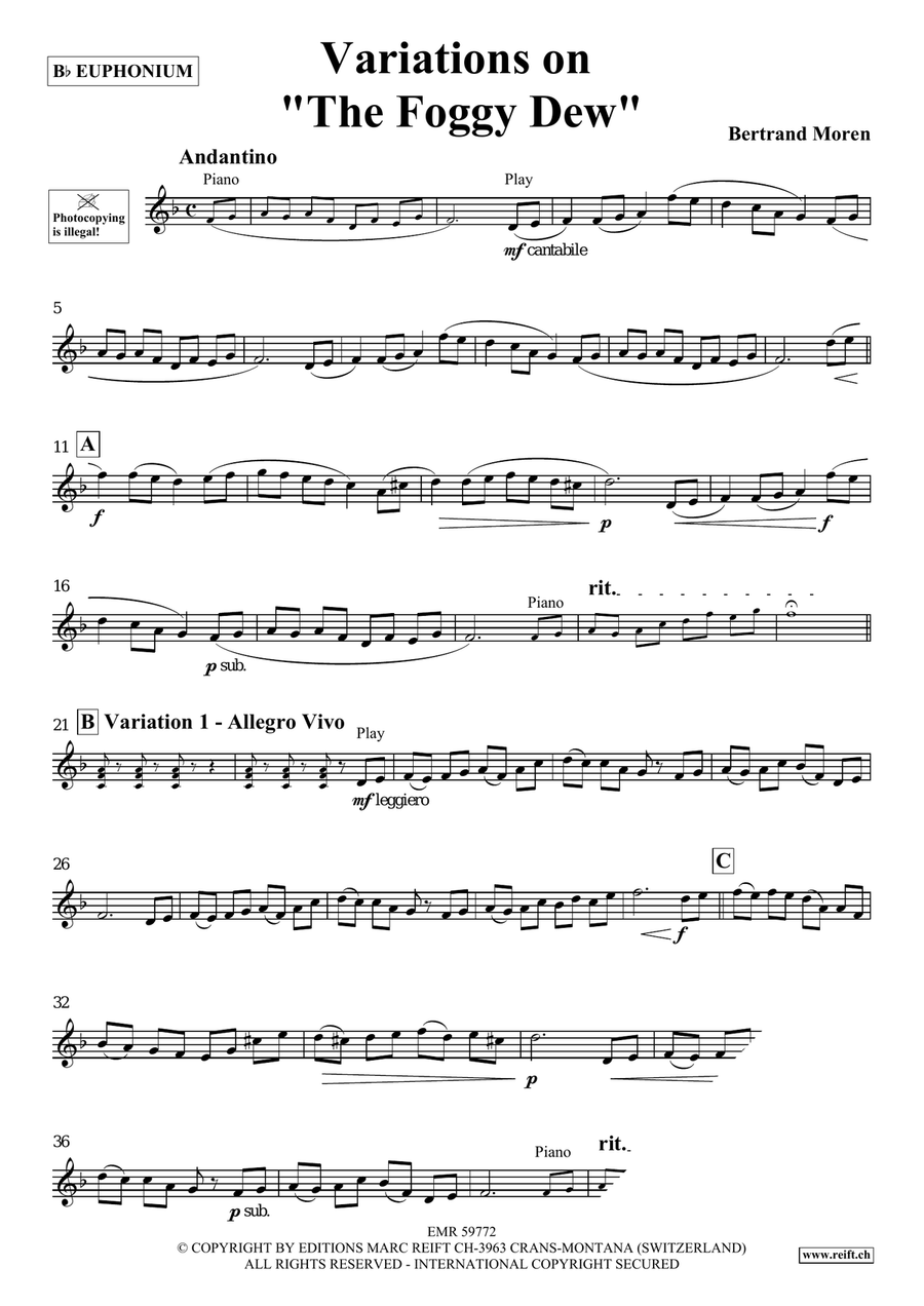 Variations on The Foggy Dew Euphonium scores gallery preview page 4