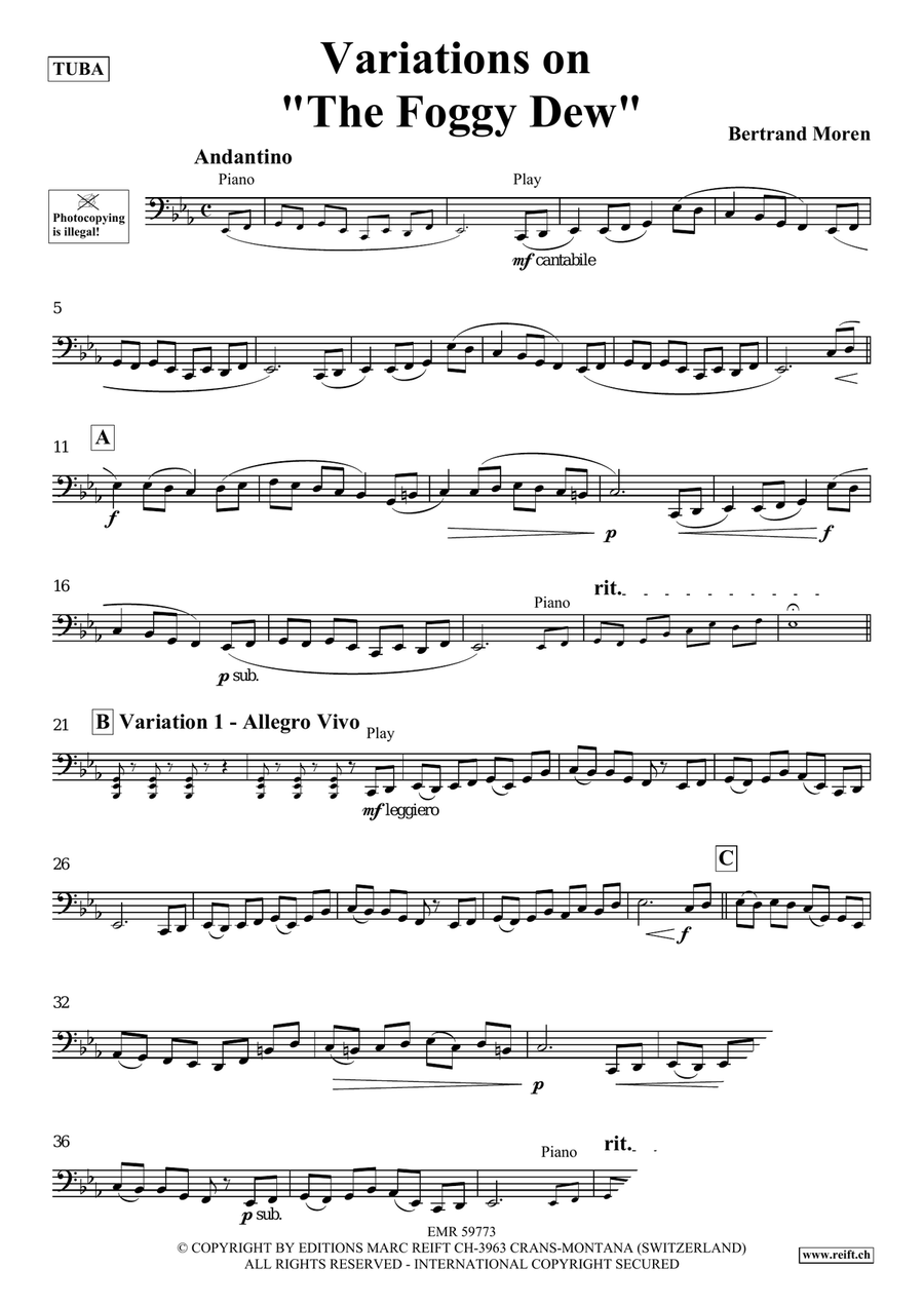 Variations on The Foggy Dew Tuba scores gallery preview page 4