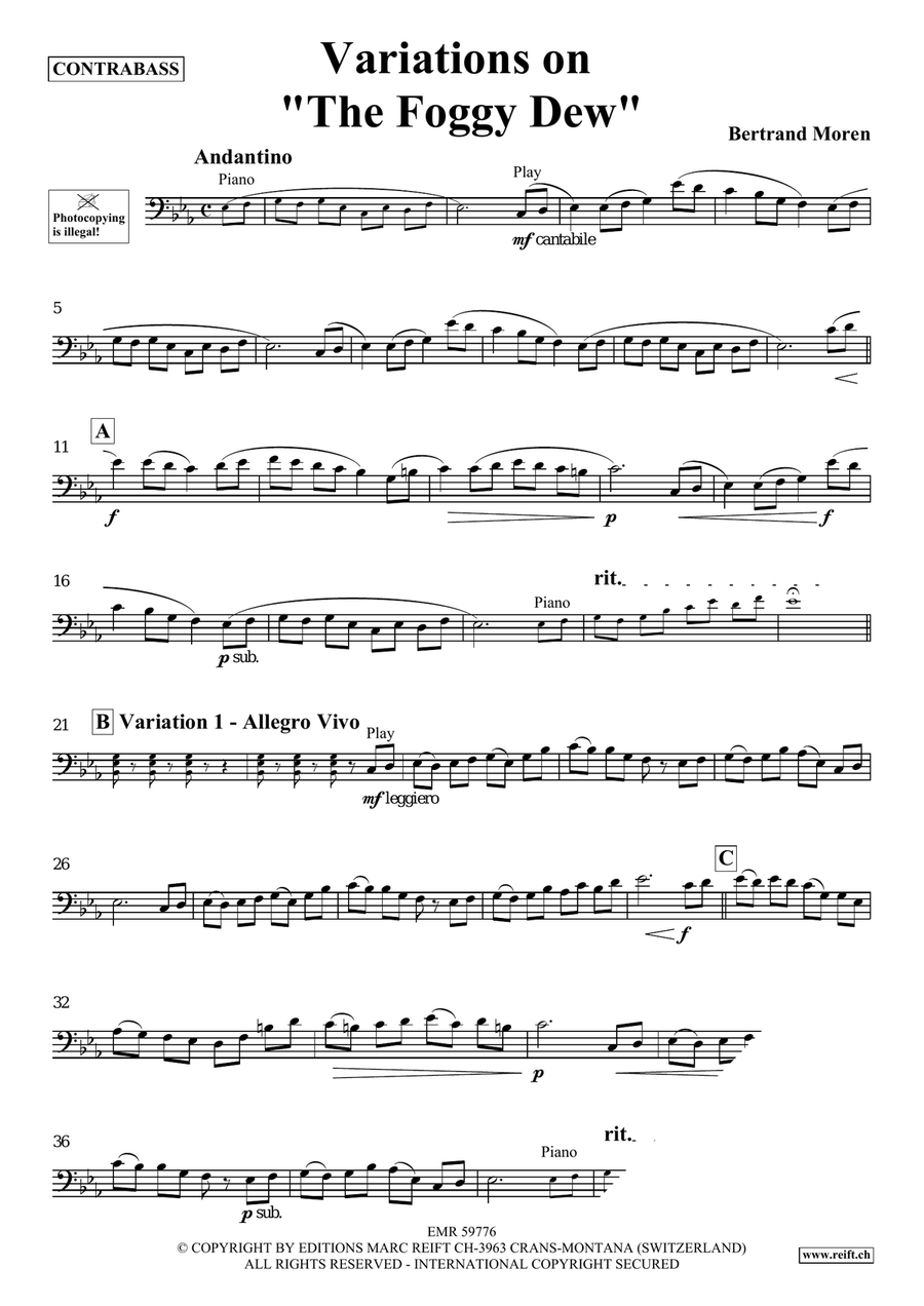 Variations on The Foggy Dew Double Bass scores gallery preview page 4