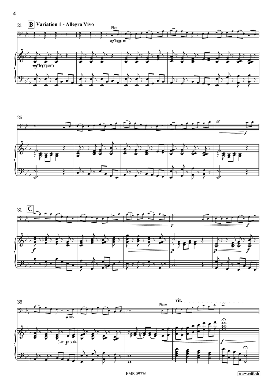 Variations on The Foggy Dew Double Bass scores gallery preview page 6