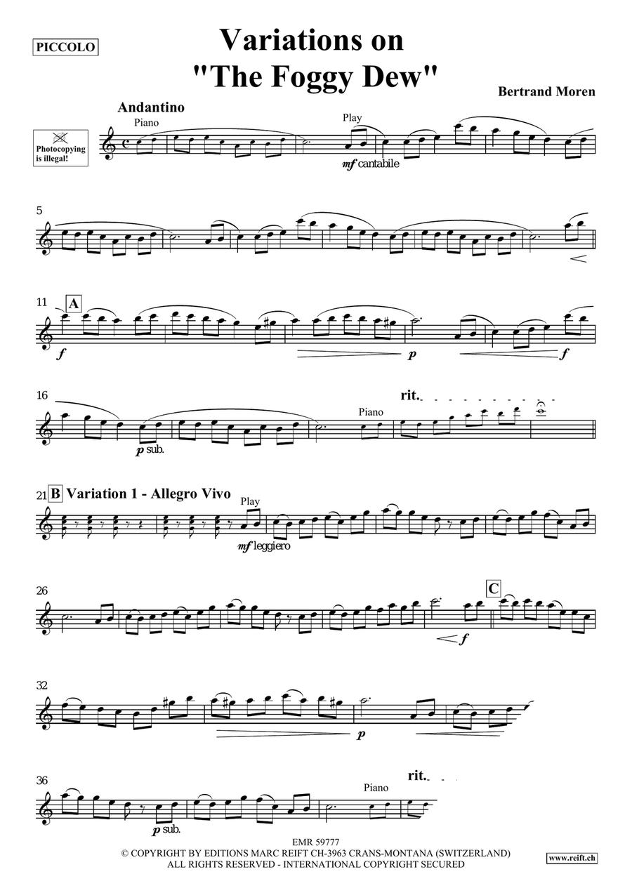 Variations on The Foggy Dew Piccolo scores gallery preview page 4