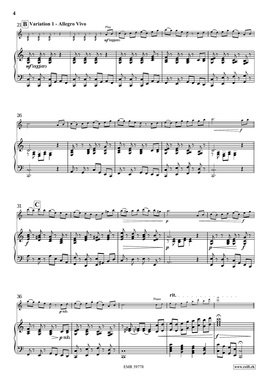 Variations on The Foggy Dew Flute Solo scores gallery preview page 6