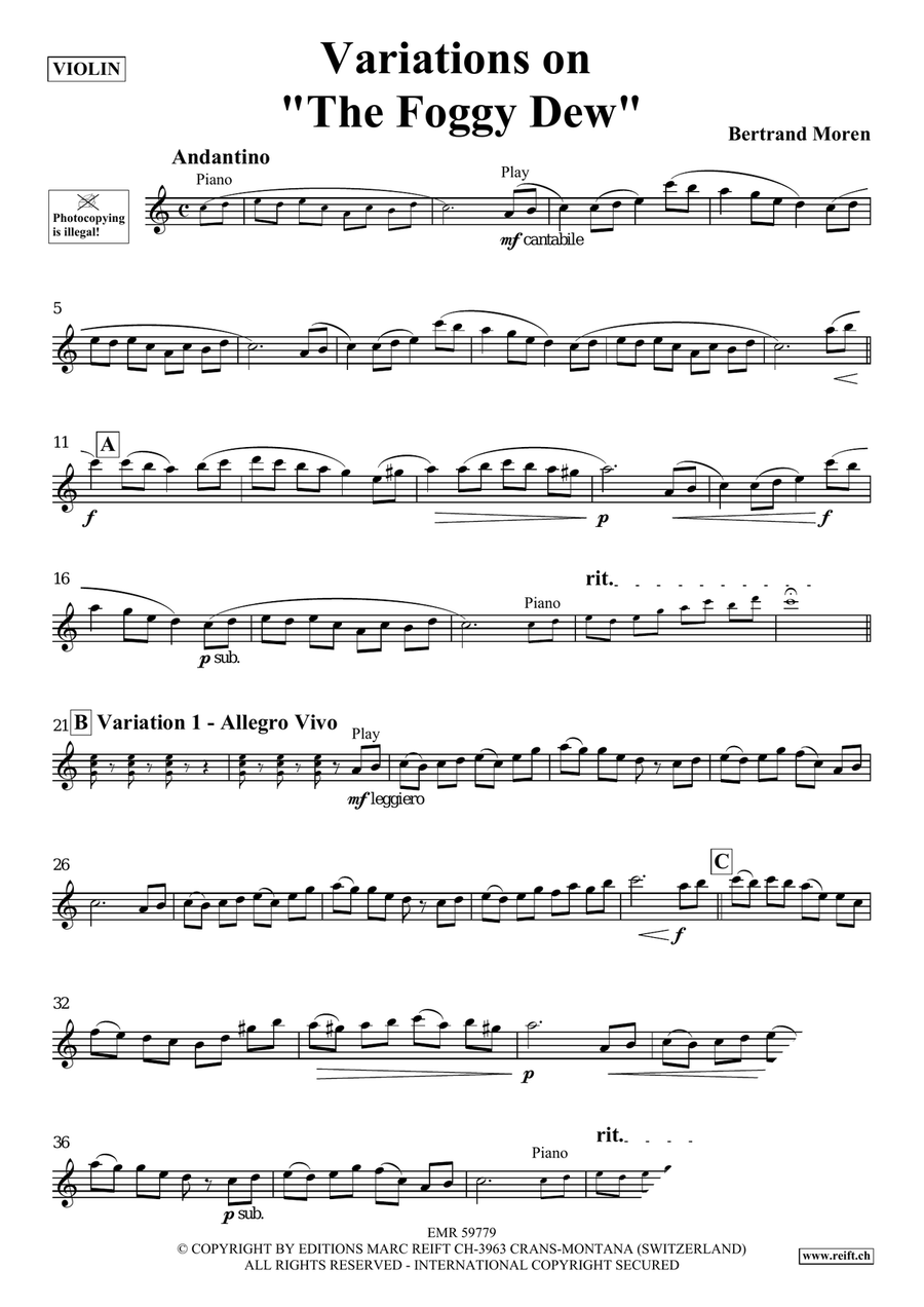 Variations on The Foggy Dew Violin Solo scores gallery preview page 4