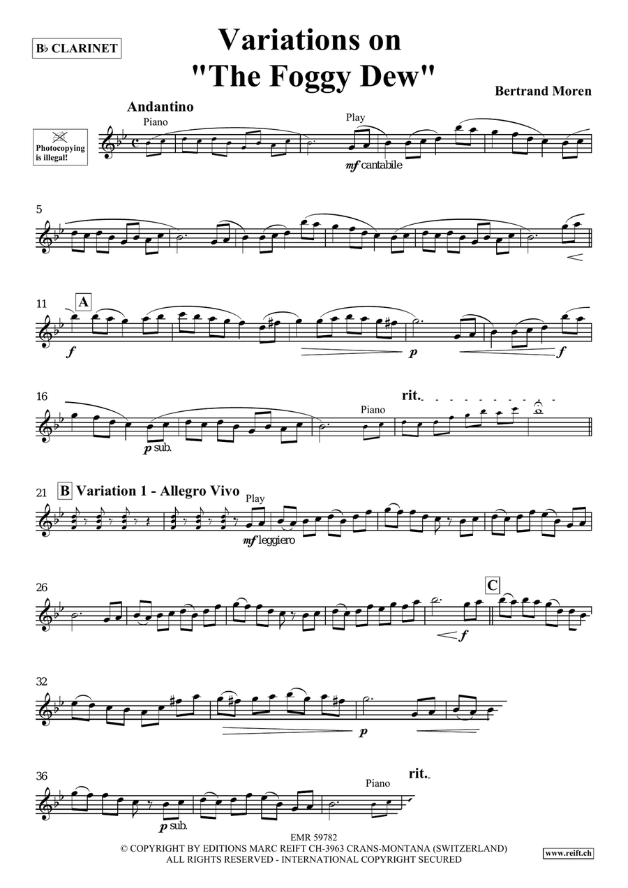 Variations on The Foggy Dew Clarinet Solo scores gallery preview page 4