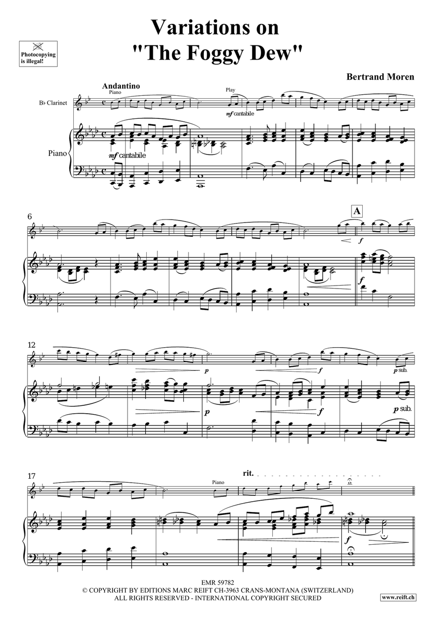 Variations on The Foggy Dew Clarinet Solo scores gallery preview page 5