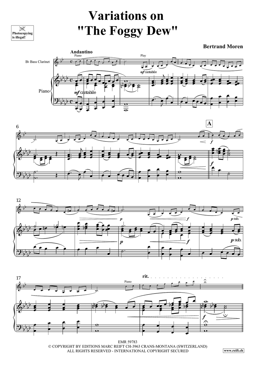 Variations on The Foggy Dew Bass Clarinet scores gallery preview page 5
