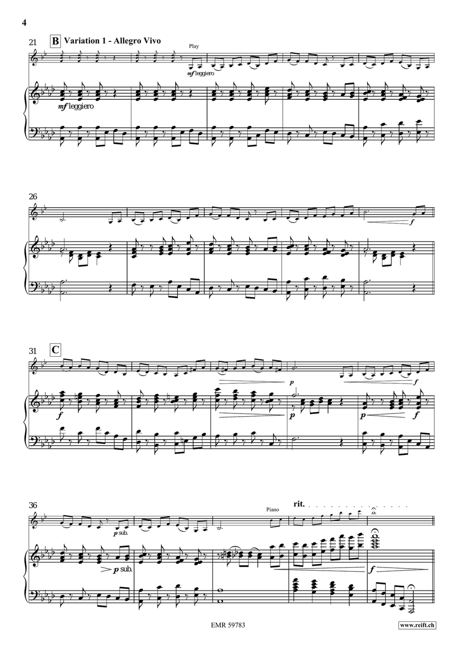 Variations on The Foggy Dew Bass Clarinet scores gallery preview page 6