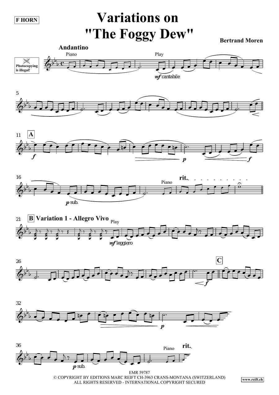 Variations on The Foggy Dew Horn scores gallery preview page 4