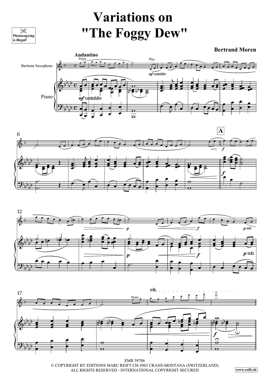Variations on The Foggy Dew Baritone Saxophone scores gallery preview page 5