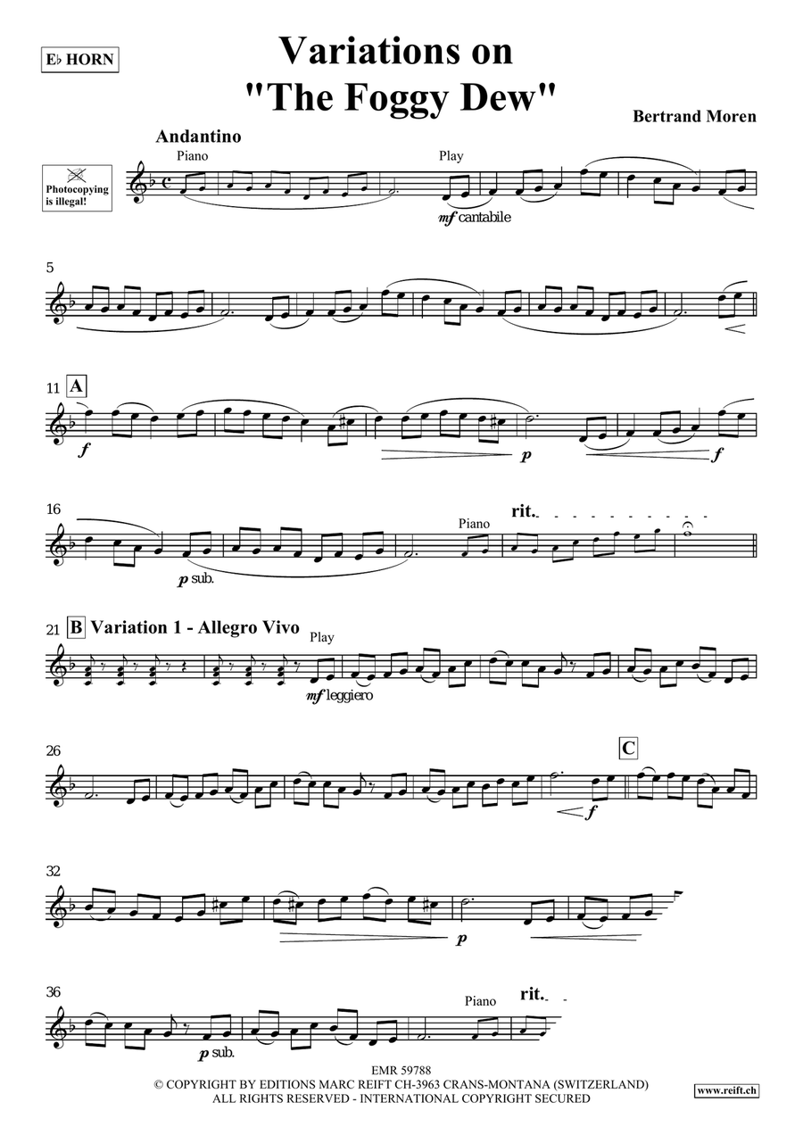 Variations on The Foggy Dew Horn scores gallery preview page 4