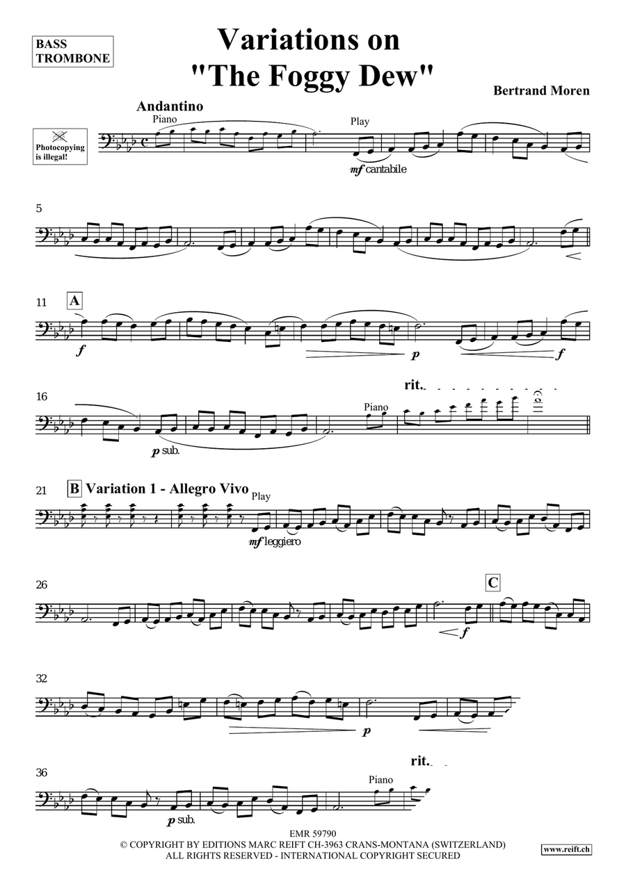Variations on The Foggy Dew Bass Trombone scores gallery preview page 4