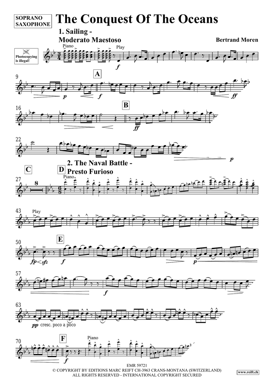 The Conquest Of The Oceans Soprano Saxophone scores gallery preview page 4