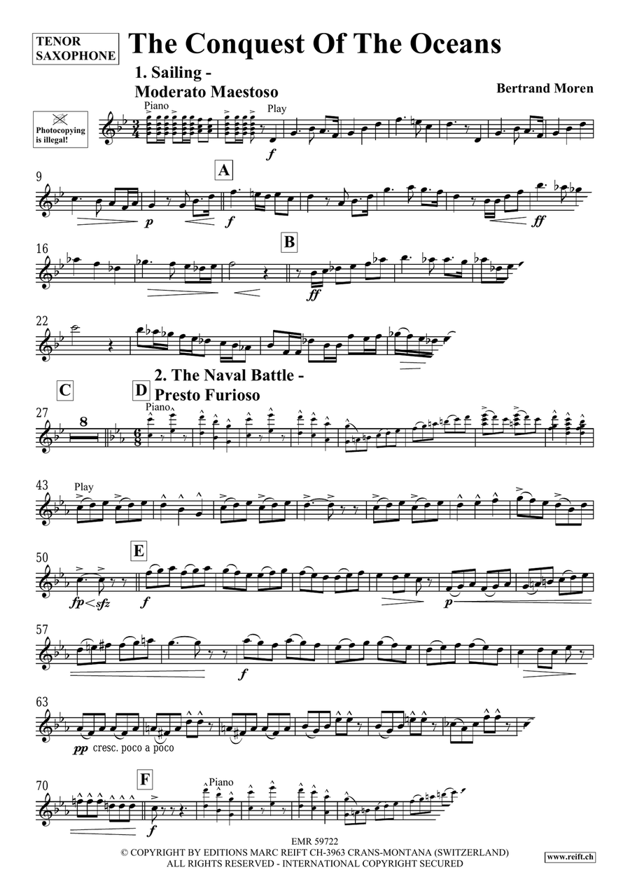 The Conquest Of The Oceans Tenor Saxophone scores gallery preview page 4