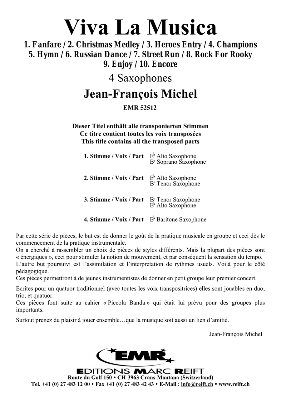 Viva La Musica Viva La Musica Saxophone Quartet scores gallery preview page 2
