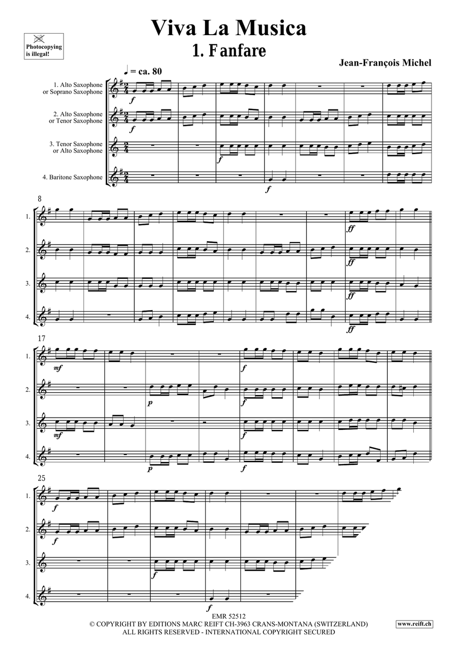 Viva La Musica Viva La Musica Saxophone Quartet scores gallery preview page 4