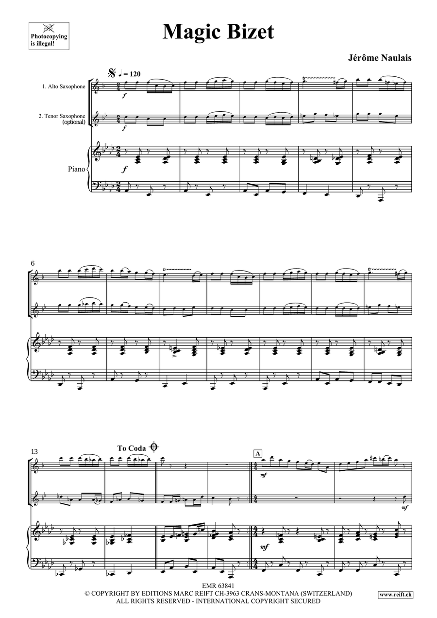 Magic Bizet Magic Bizet Tenor Saxophone scores gallery preview page 4