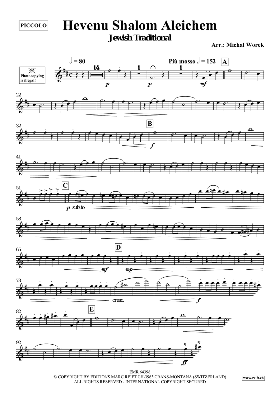 Hevenu Shalom Aleichem Hevenu Shalom Aleichem Piccolo scores gallery preview page 3
