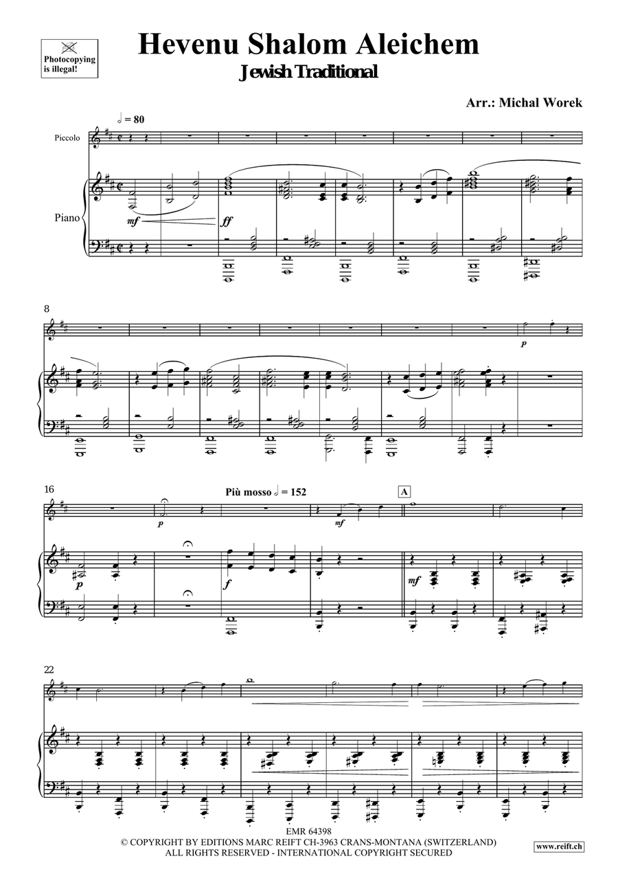 Hevenu Shalom Aleichem Hevenu Shalom Aleichem Piccolo scores gallery preview page 4
