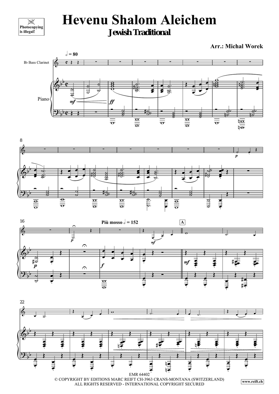 Hevenu Shalom Aleichem Hevenu Shalom Aleichem Bass Clarinet scores gallery preview page 4