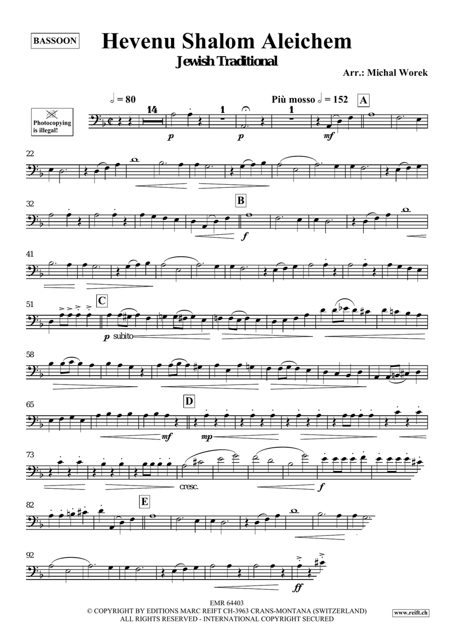 Hevenu Shalom Aleichem Hevenu Shalom Aleichem Bassoon Solo scores gallery preview page 3