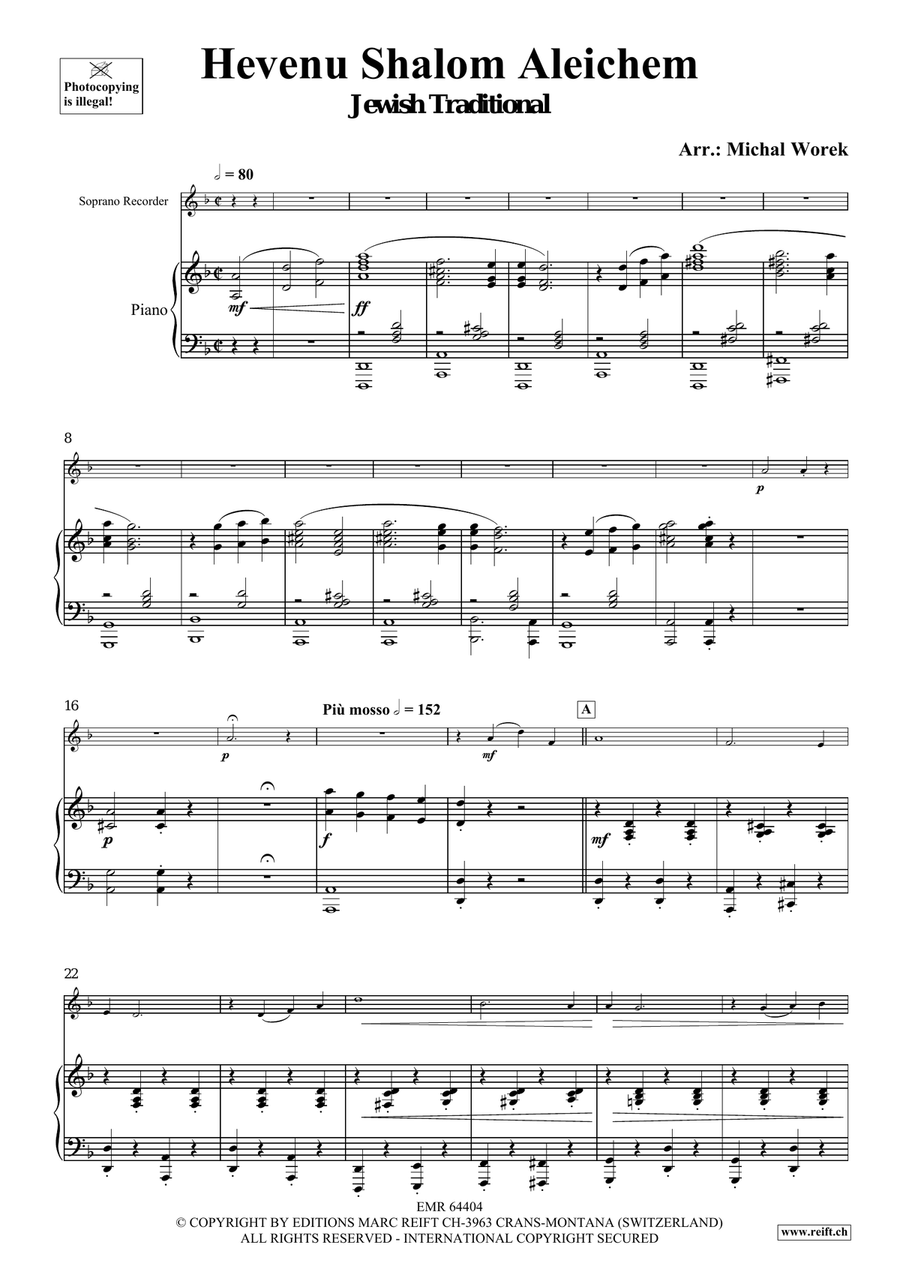 Hevenu Shalom Aleichem Hevenu Shalom Aleichem Soprano Recorder scores gallery preview page 4