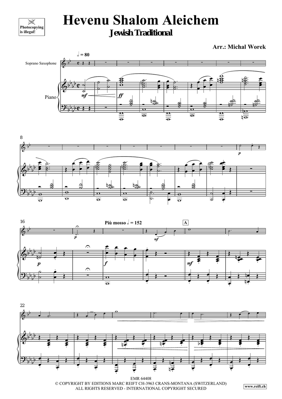 Hevenu Shalom Aleichem Hevenu Shalom Aleichem Soprano Saxophone scores gallery preview page 4