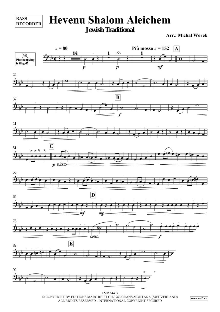 Hevenu Shalom Aleichem Hevenu Shalom Aleichem Bass Recorder scores gallery preview page 3