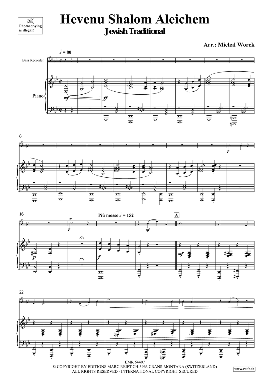 Hevenu Shalom Aleichem Hevenu Shalom Aleichem Bass Recorder scores gallery preview page 4