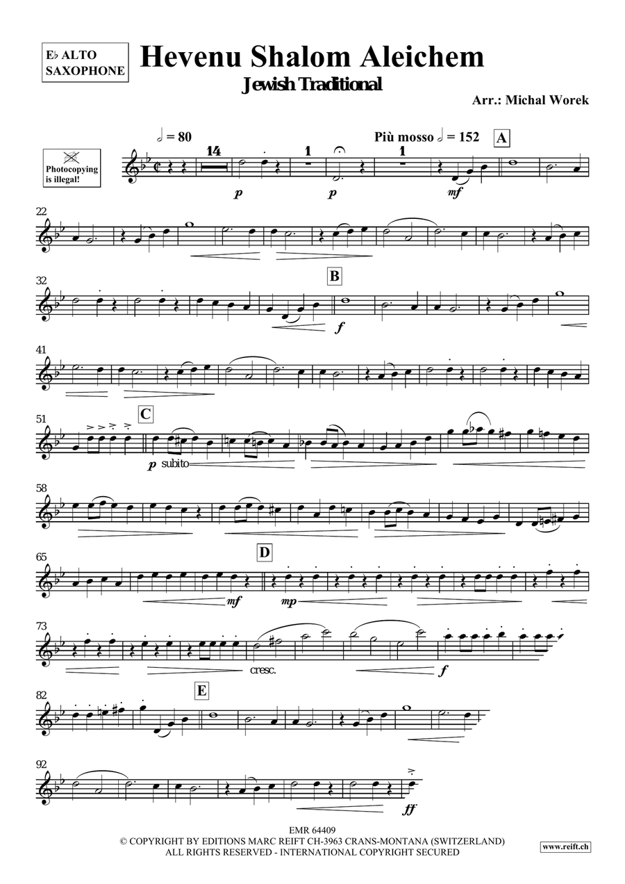 Hevenu Shalom Aleichem Hevenu Shalom Aleichem Alto Saxophone scores gallery preview page 3